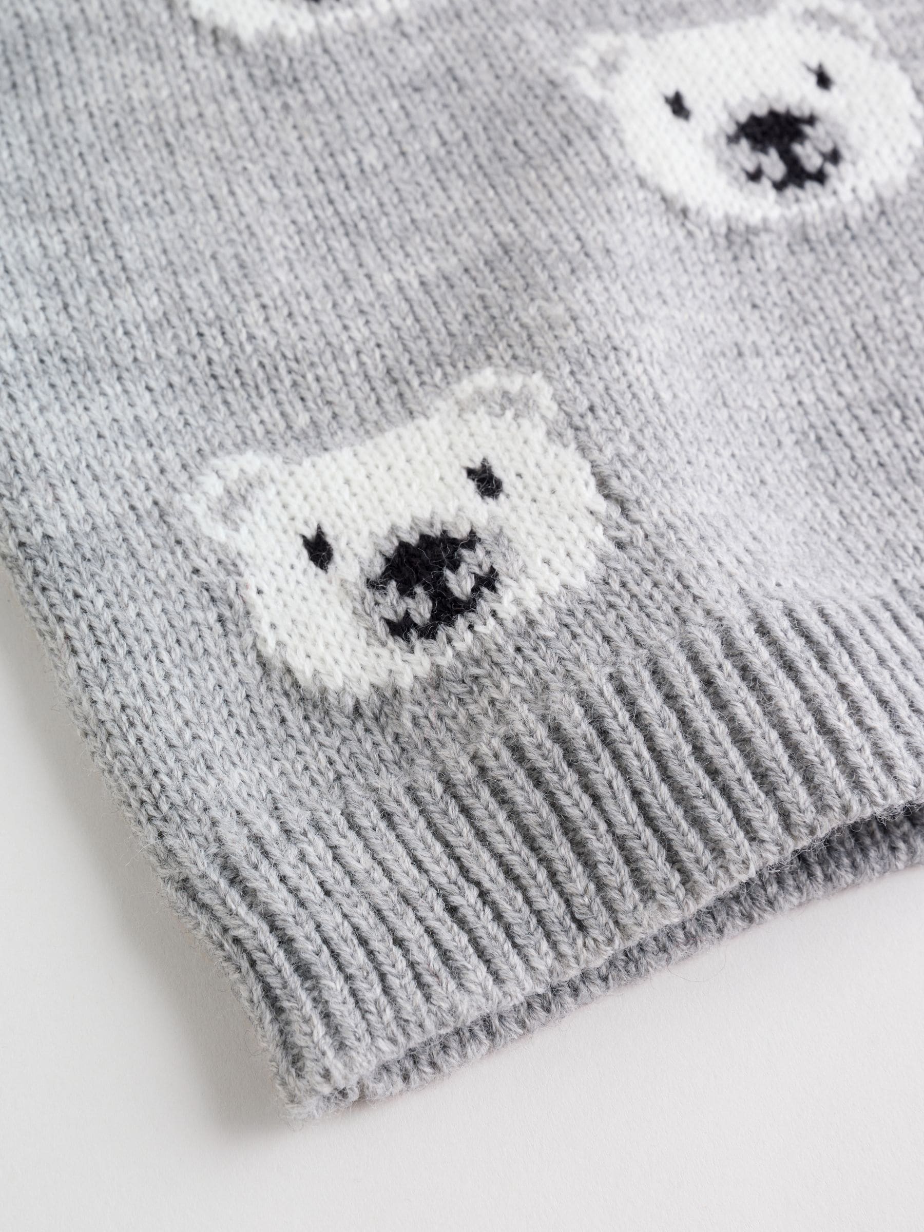 Grijze beer - Babyset van gebreide top en legging (0mnd-2jr)