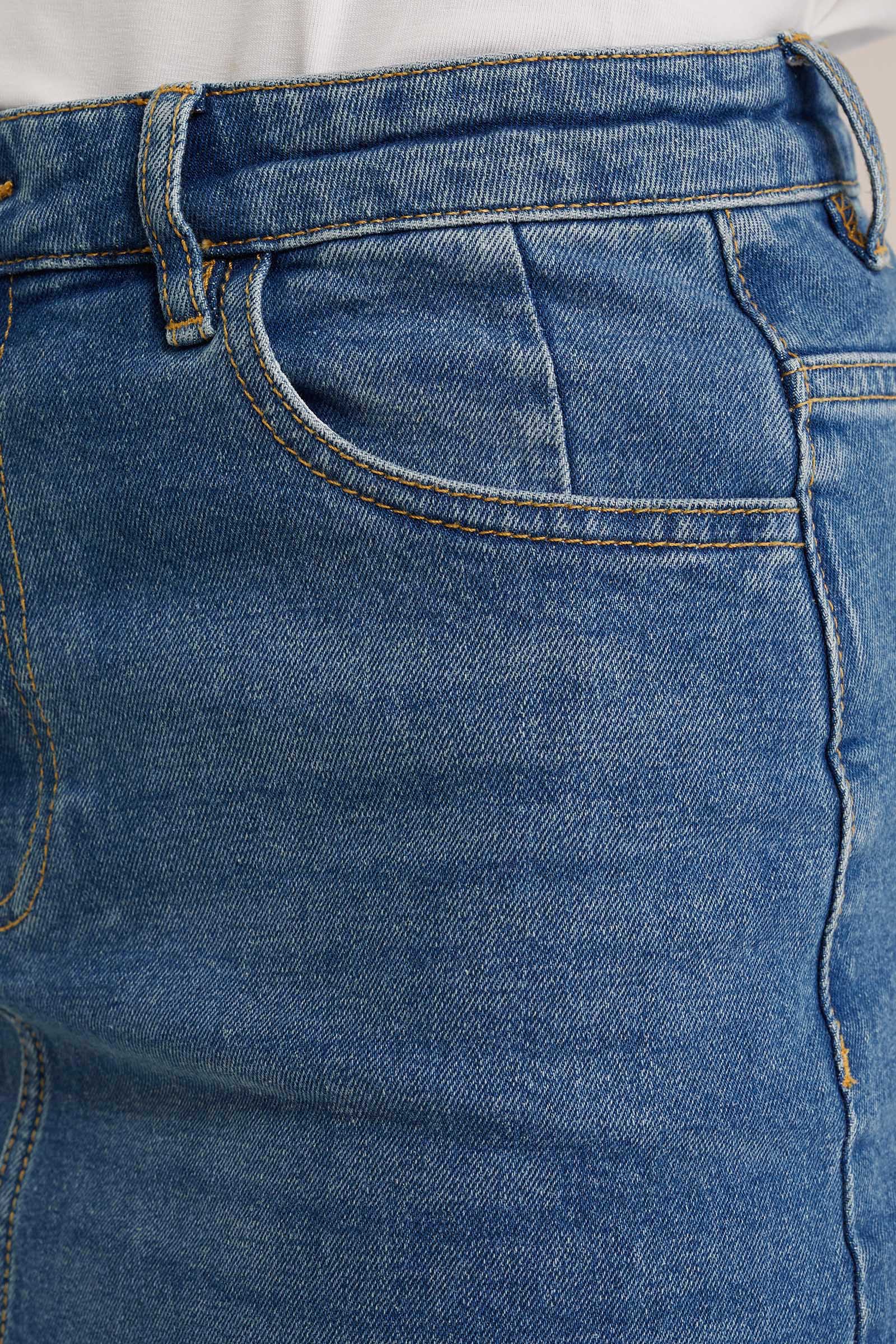 high rise denim rok Blue Ridge Blauw