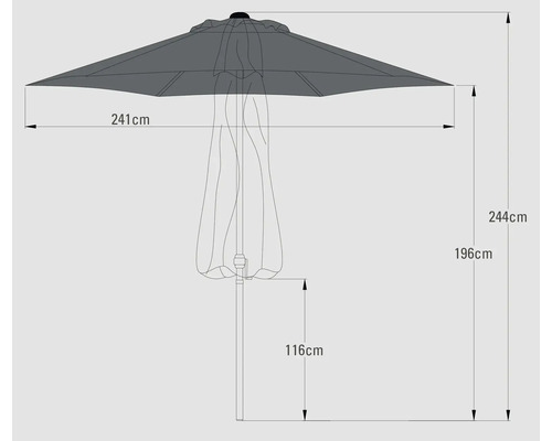 Nancy Soluna middenstokparasol, Ø 250 cm, polyester (PES), donkergrijs