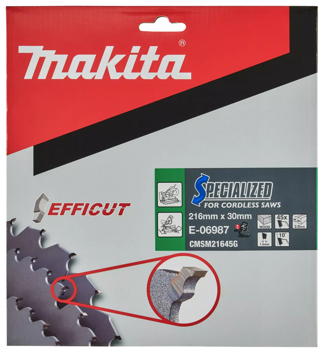 Makita E-06987 Efficut Cirkelzaagblad Hout - 216x30x2,0mm 45T