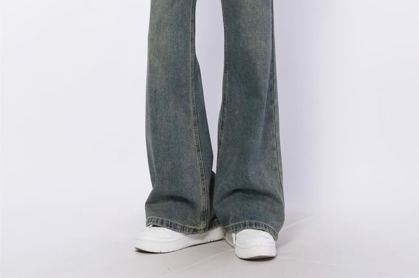 AXEN - Mid Rise Washed Wide Leg Jeans