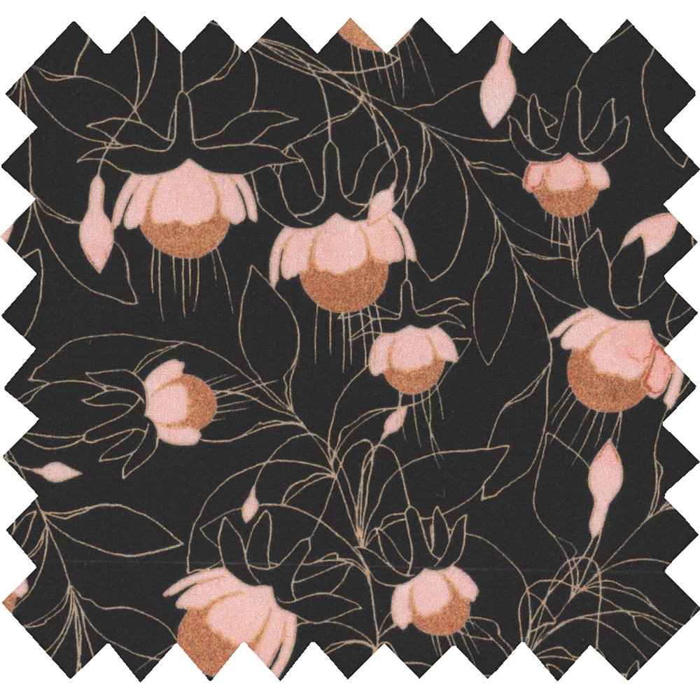 Tissu Enduit Au Mètre Ex2251 Clochettes Enchantées Noir
