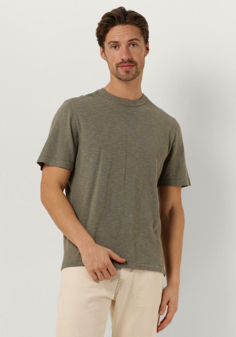 SELECTED HOMME groene selected homme t-shirt slhberg linen ss knit tee noos