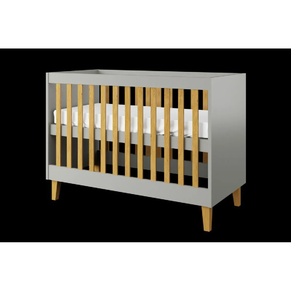 Lit Bébé Kubi Gris - 124x66 cm