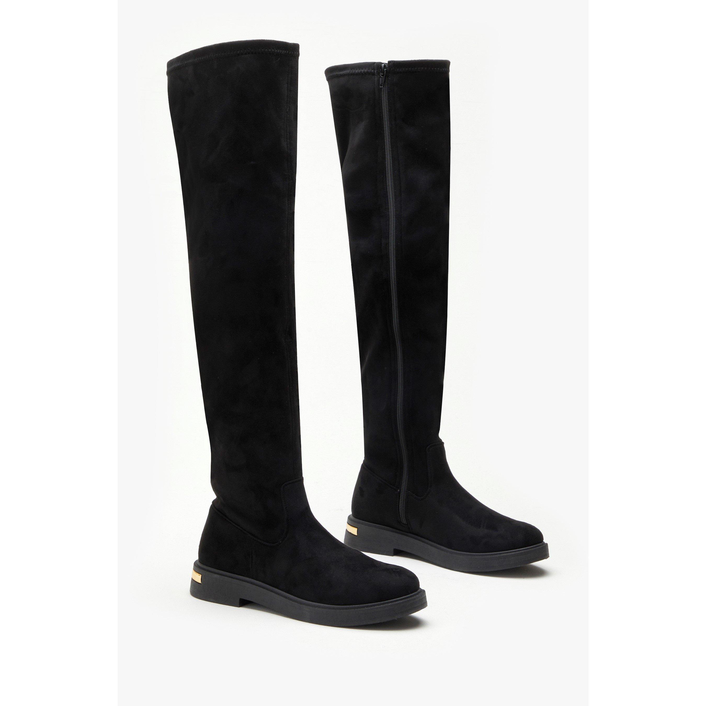 Be You Studio Flat Faux Suede Stretch Tall Boot