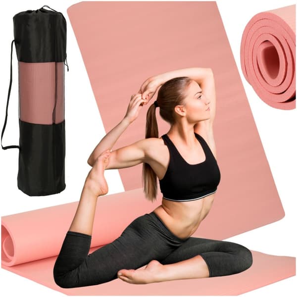 Tykk yoga treningsmatte 185x80x1,5 cm rosa