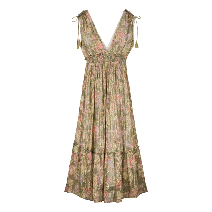 Louise Misha Robe Métallisée Plumiska - Collection Femme | Vert kaki