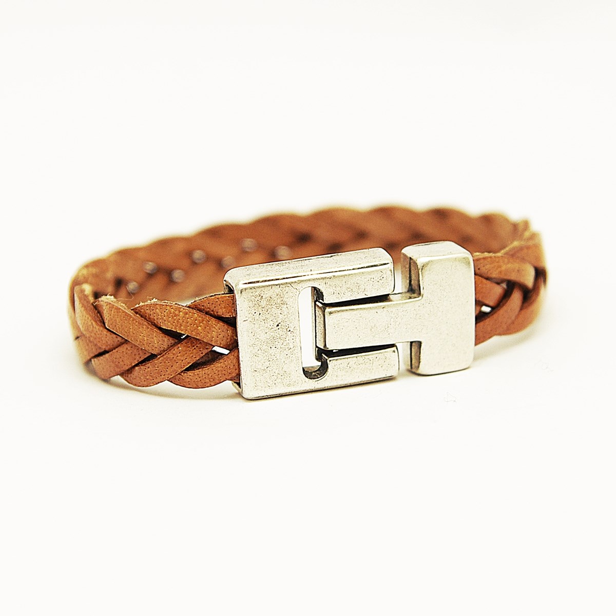 Bracelet en cuir homme camel Jolan fait main