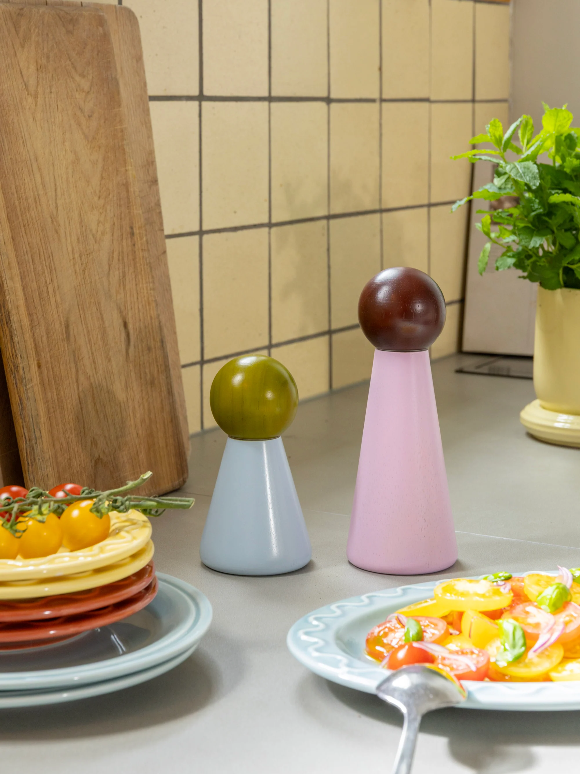 Handgemaakte houten zout- en pepermolen Halma