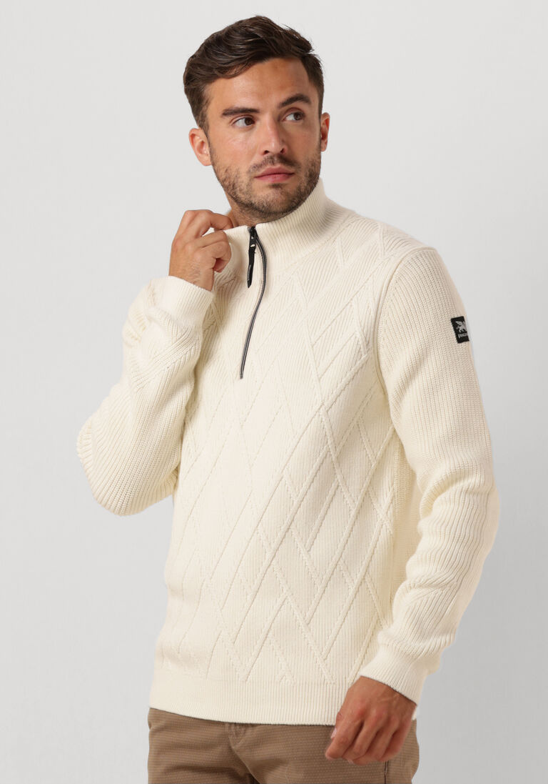 VANGUARD beige vanguard trui half zip collar cotton nylon