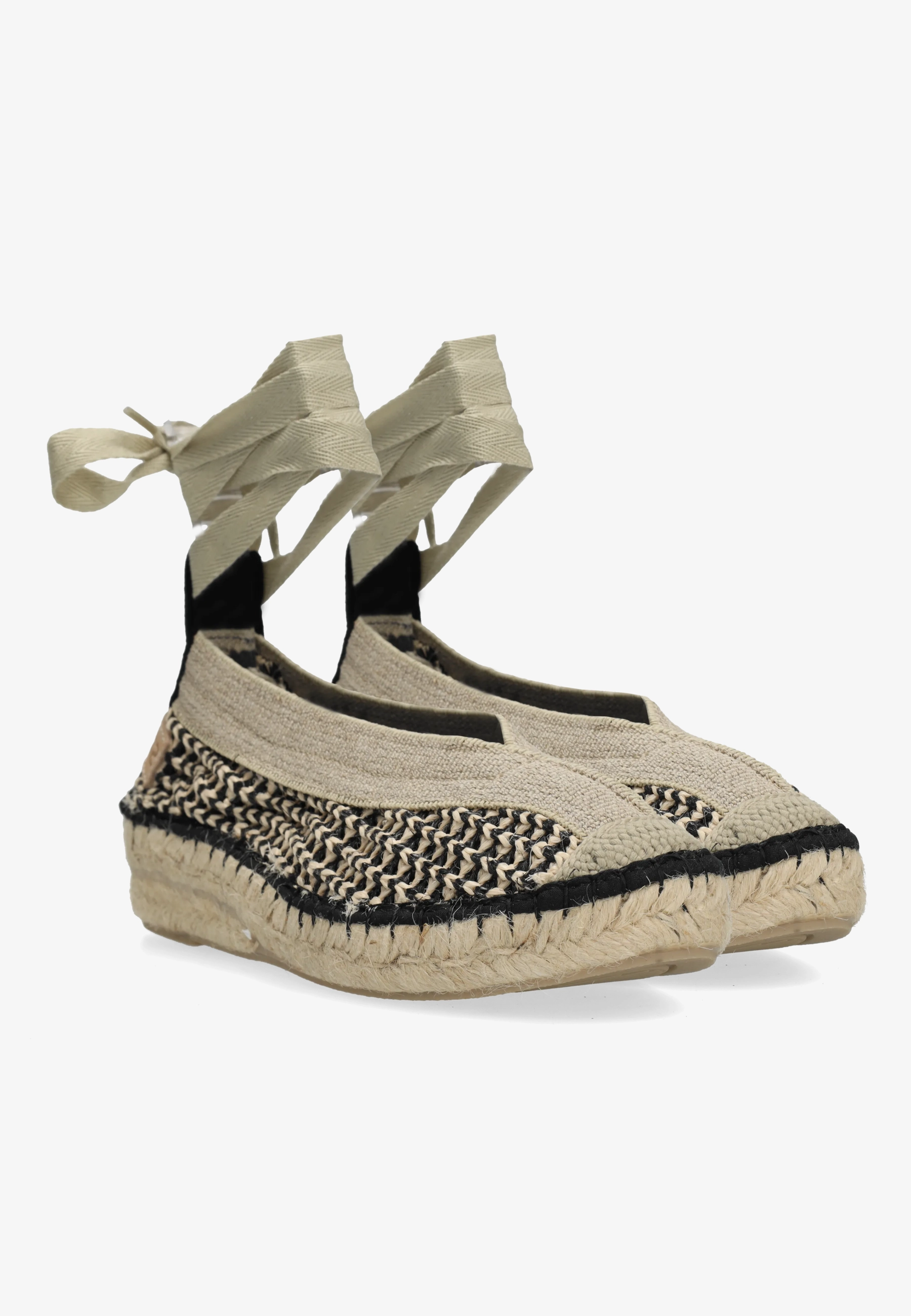 PALMA Kimono Espadrille woven Beige/Black