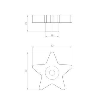 Knop Star roze 52mm