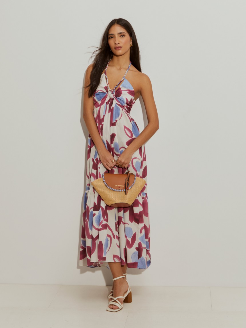 Vestido comprido estampado floral