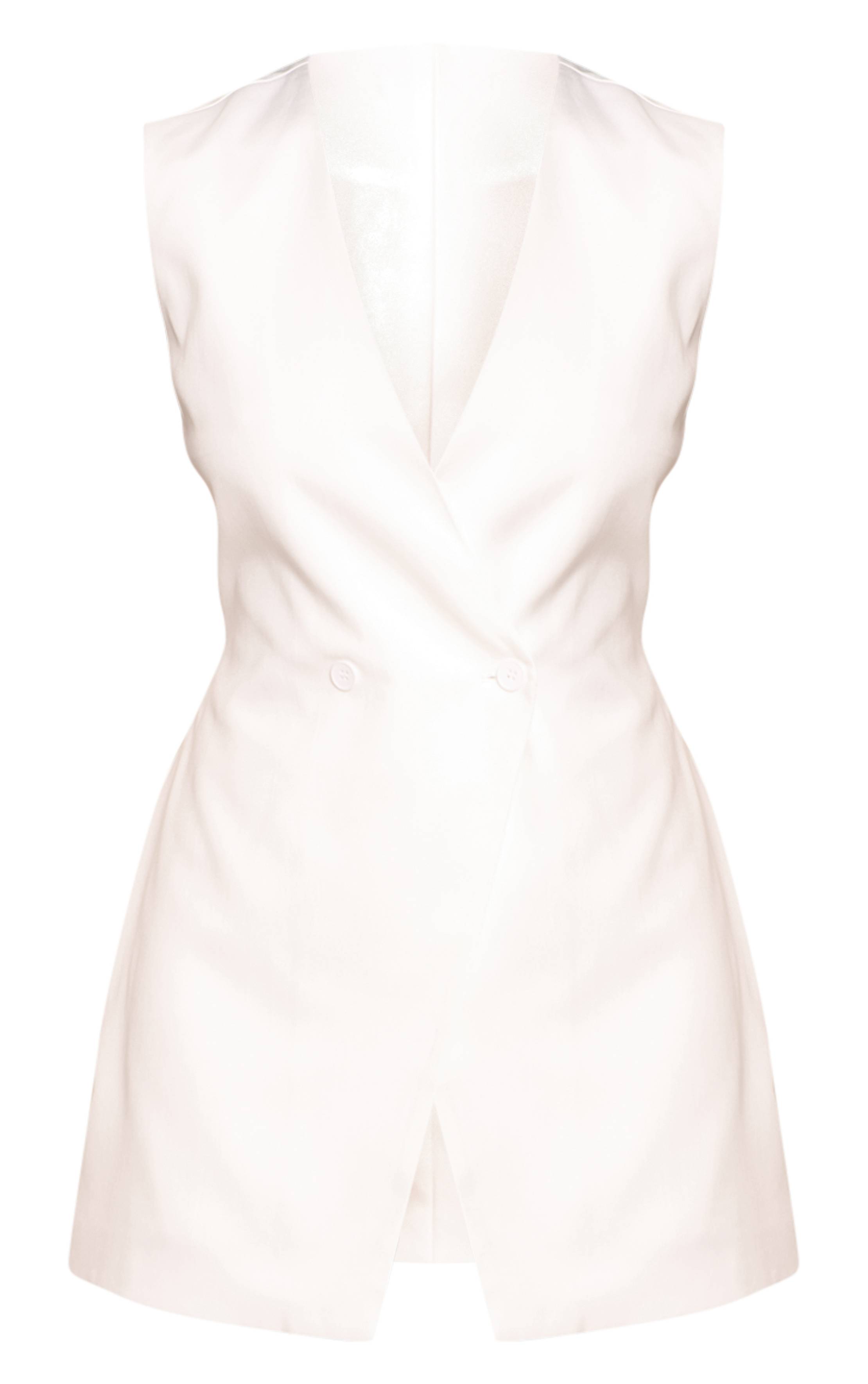 Blanc Combi-short Tissée Asymétrique Style Gilet