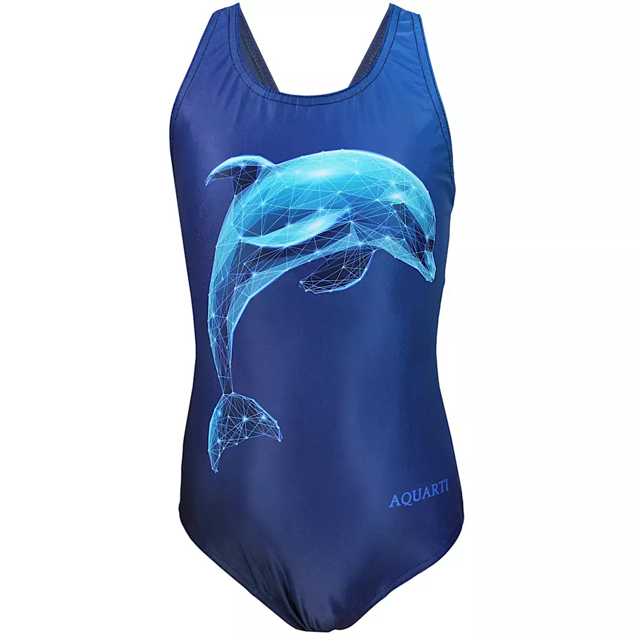 Aquarti Mädchen Badeanzug Chlorresistent Muscleback Wassersport blau Modell 1