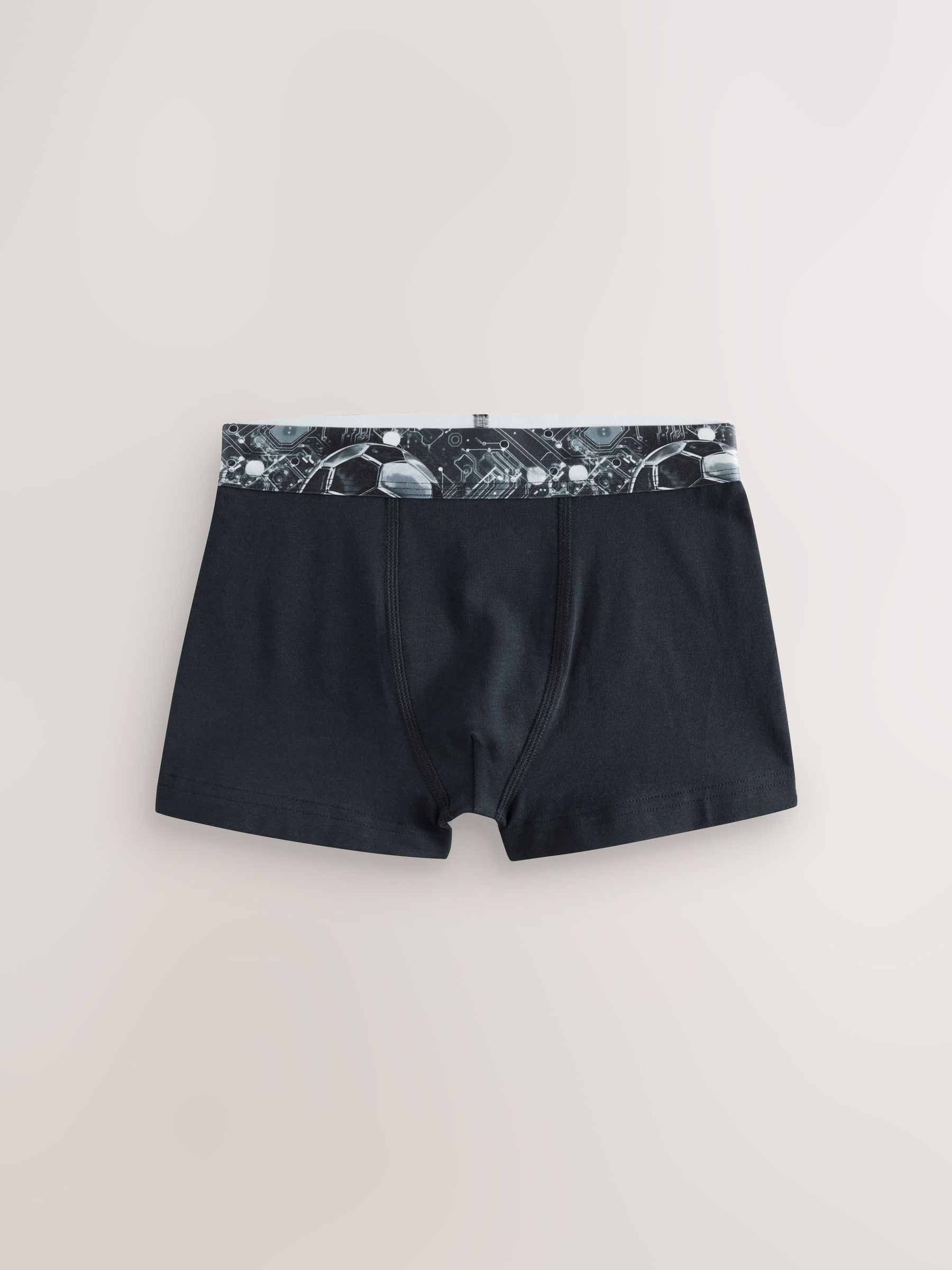 Blauw/zwart met voetbalprint - Verpakking van 5 trunks met motief (1,5-16jr)