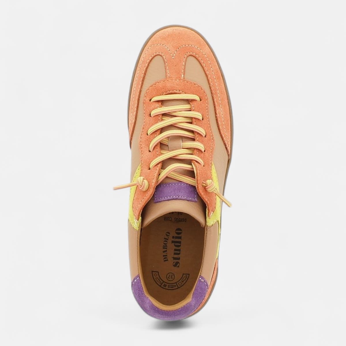 Baskets basses Femme en cuir corail