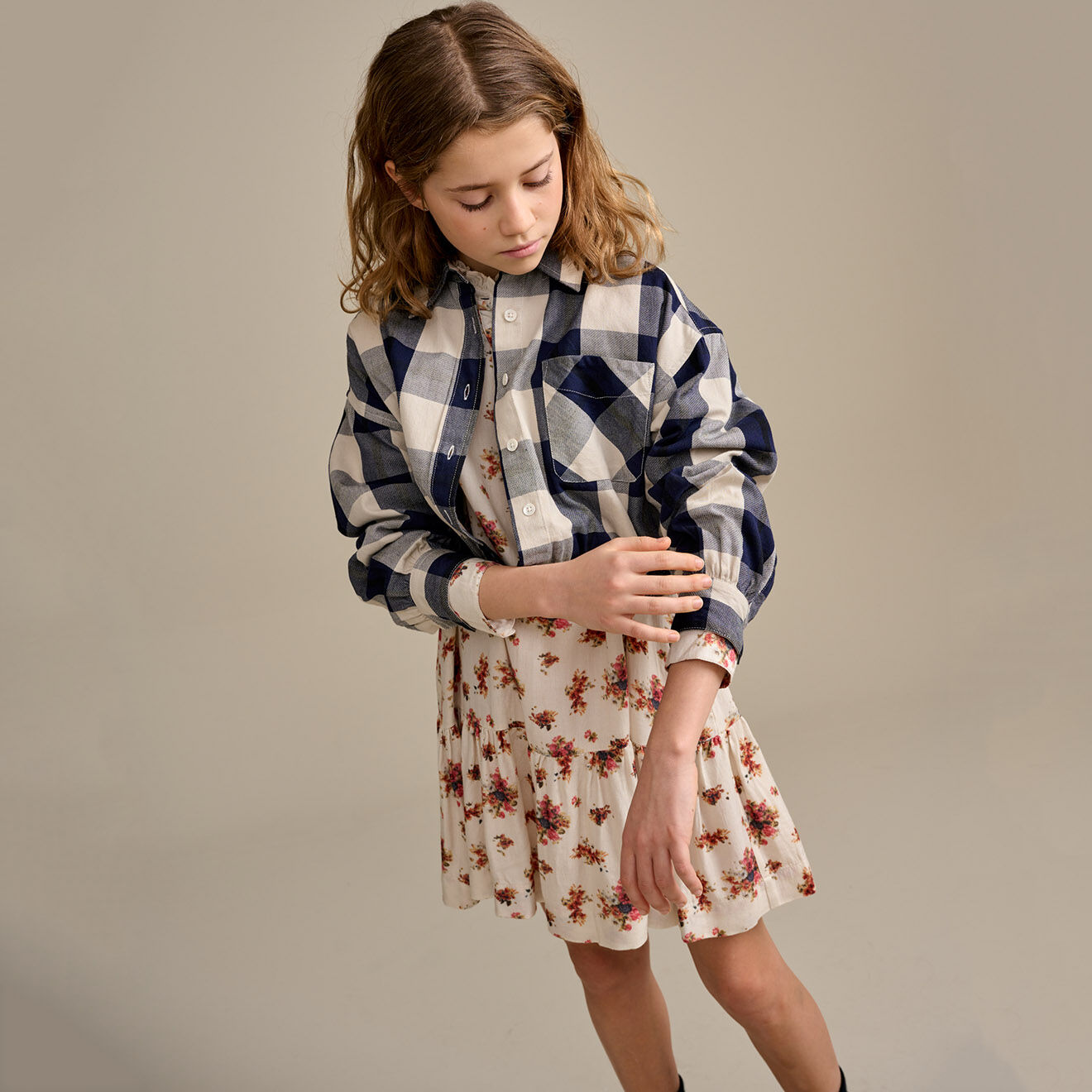 Bellerose Chemise Inxs à carreaux écru/marine
