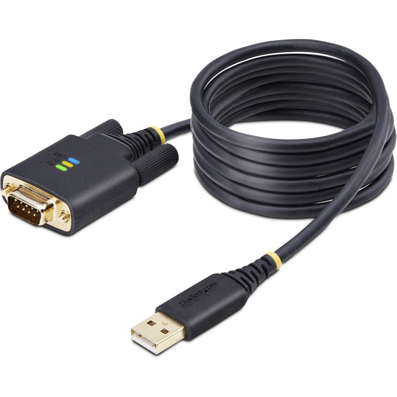 StarTech.com Câble USB vers Série de 2m, Rétention COM, Vis/Écrous Interchangeables, Câble Adaptateur USB vers Série, USB-A vers DB9 RS232, FTDI IC, Protection ESD, Windows/macOS/Linux