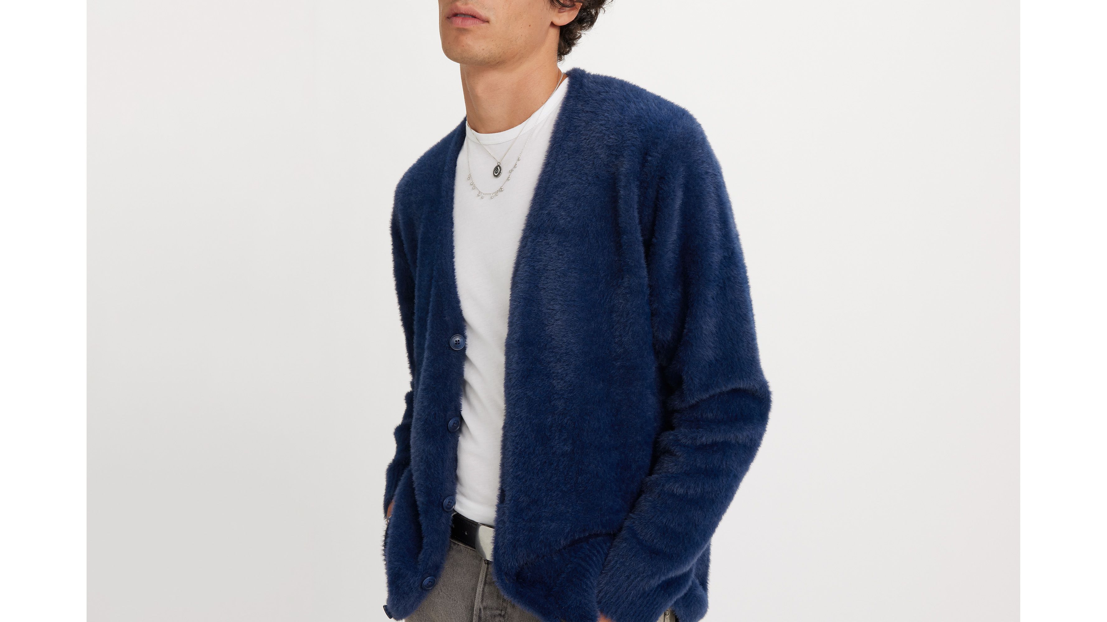 Cardigan en maille Fluffy - Naval Academy - Bleu