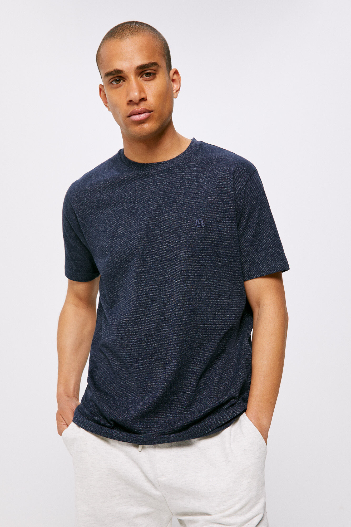 Camiseta de tecido sintético liso - azul escuro