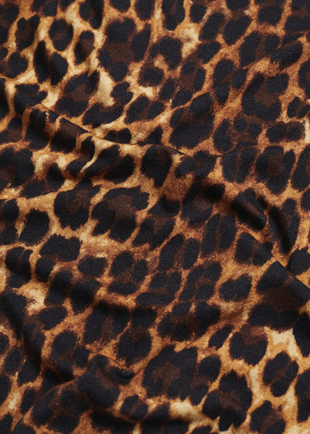 MANGO Asymmetrical neck leopard t-shirt Brown