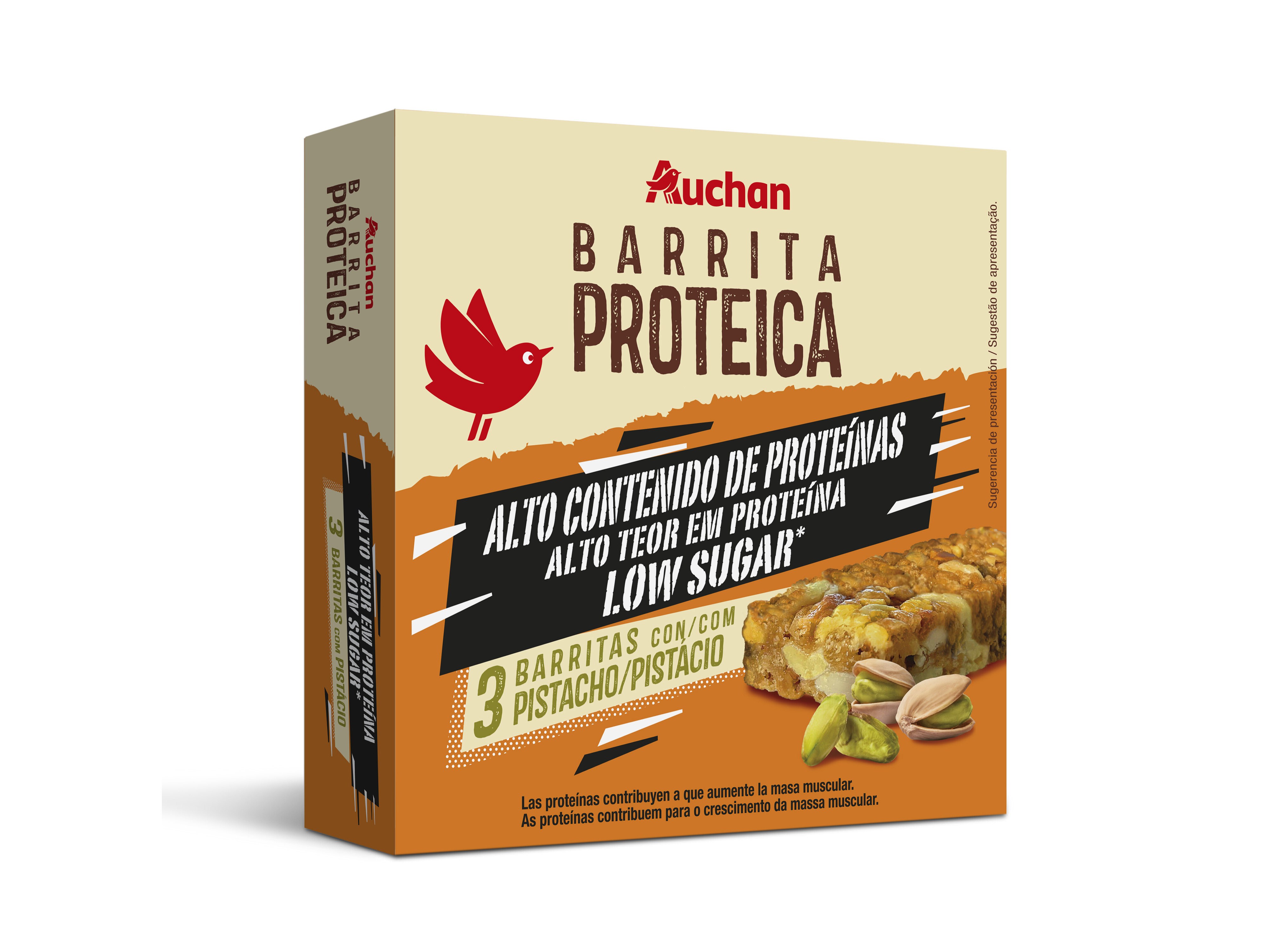 BARRITA PROTEICA AUCHAN COM PISTÁCIO 3X35G 105G