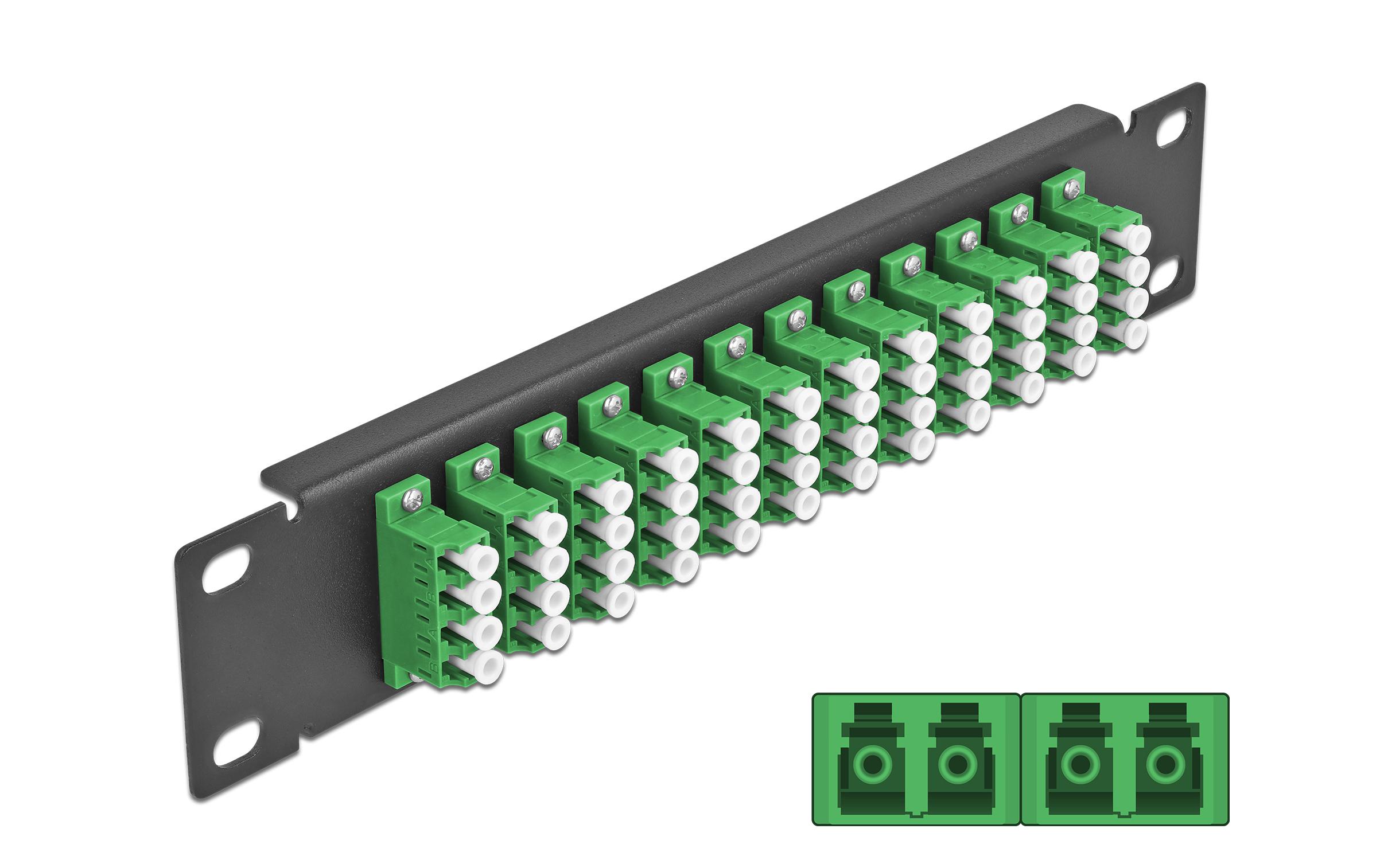 Verteilerplatte 10″ LWL Patchpanel 12 Port LC Quad schwarz10″ LWL Patchpanel 12 Port LC Quad grün 1 HE schwarz