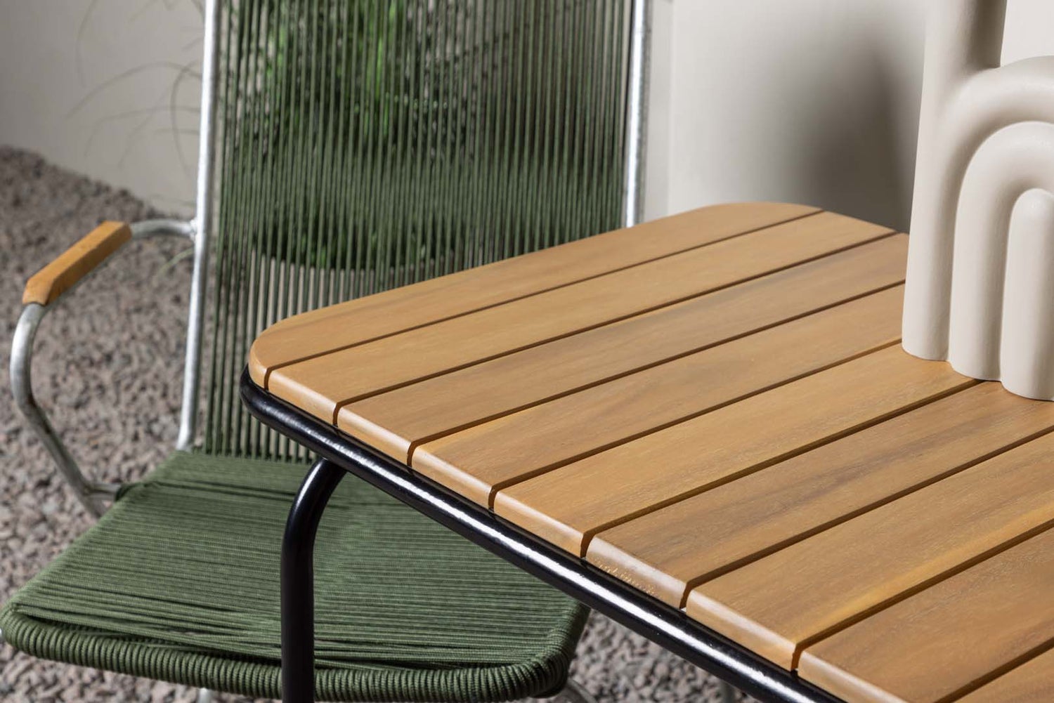 Holmbeck tuinset: tafel, 2 stoelen, naturel/groen. 88 x 70 x 74 cm