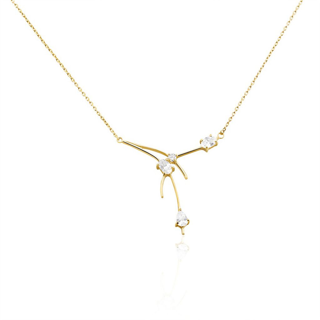Collier Bertrane Plaqué Or Jaune Oxyde De Zirconium
