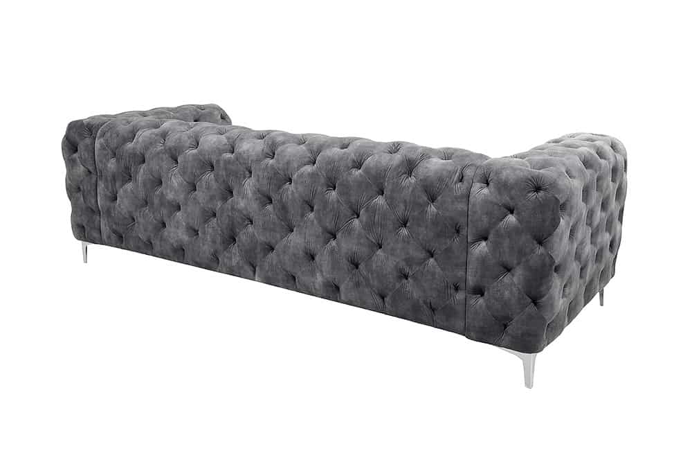 Chesterfield 3-Sitzer Sofa MODERN BAROCK 235cm dunkelgrau Samt Federkern Metallfüße