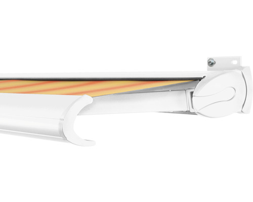 SOLUNA cassettescherm Exclusiv 2x1,5 doekdesign 320180 frame RAL 9010 verkeerswit aandrijving rechts incl. motor en wandschakelaar