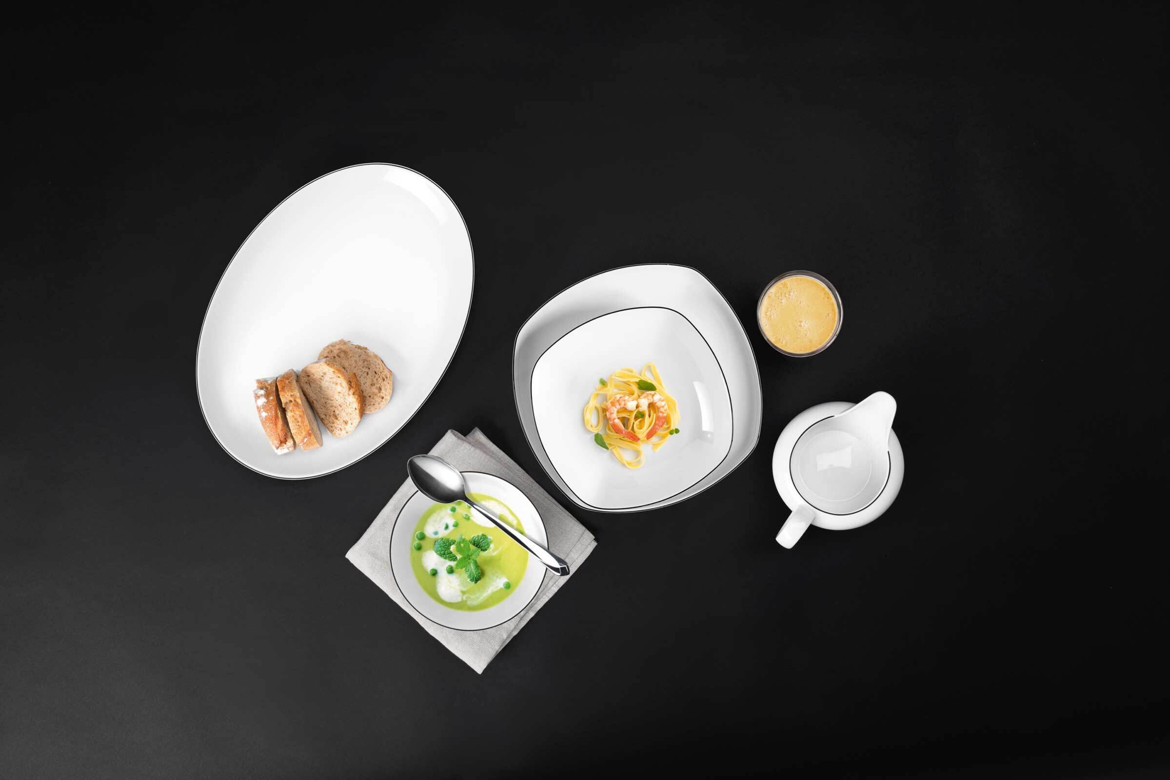 Seltmann Weiden Kaffeeservice eckig Lido Black Line 18er Set