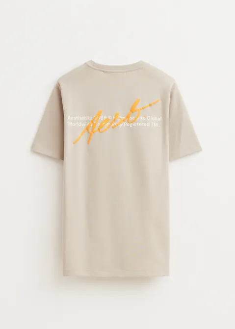 T-shirt met print written bruin (TAUPE)