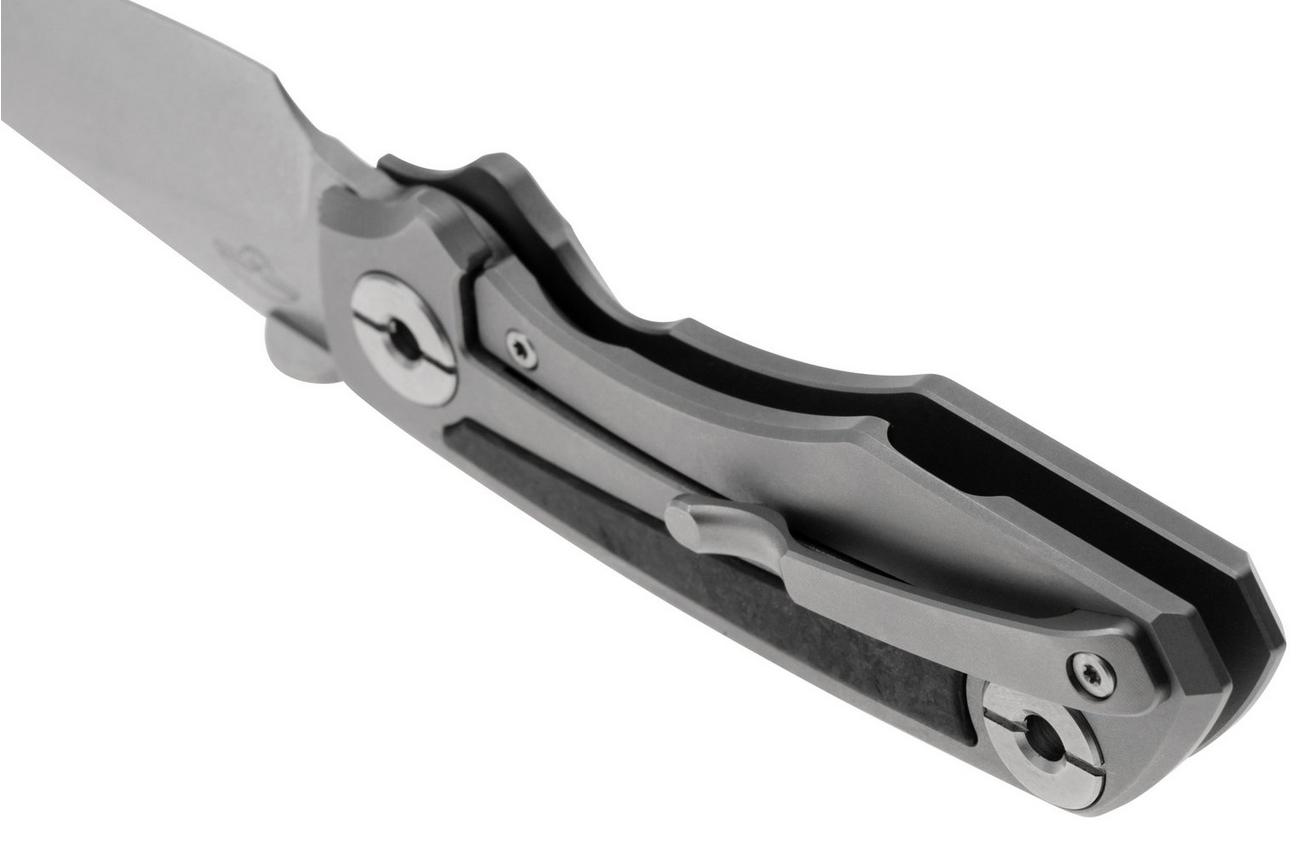 Real Steel Delta 2600, 7101CF, Stonewashed S35VN, Titanium Shredded Carbon Fiber Inlay, zakmes
