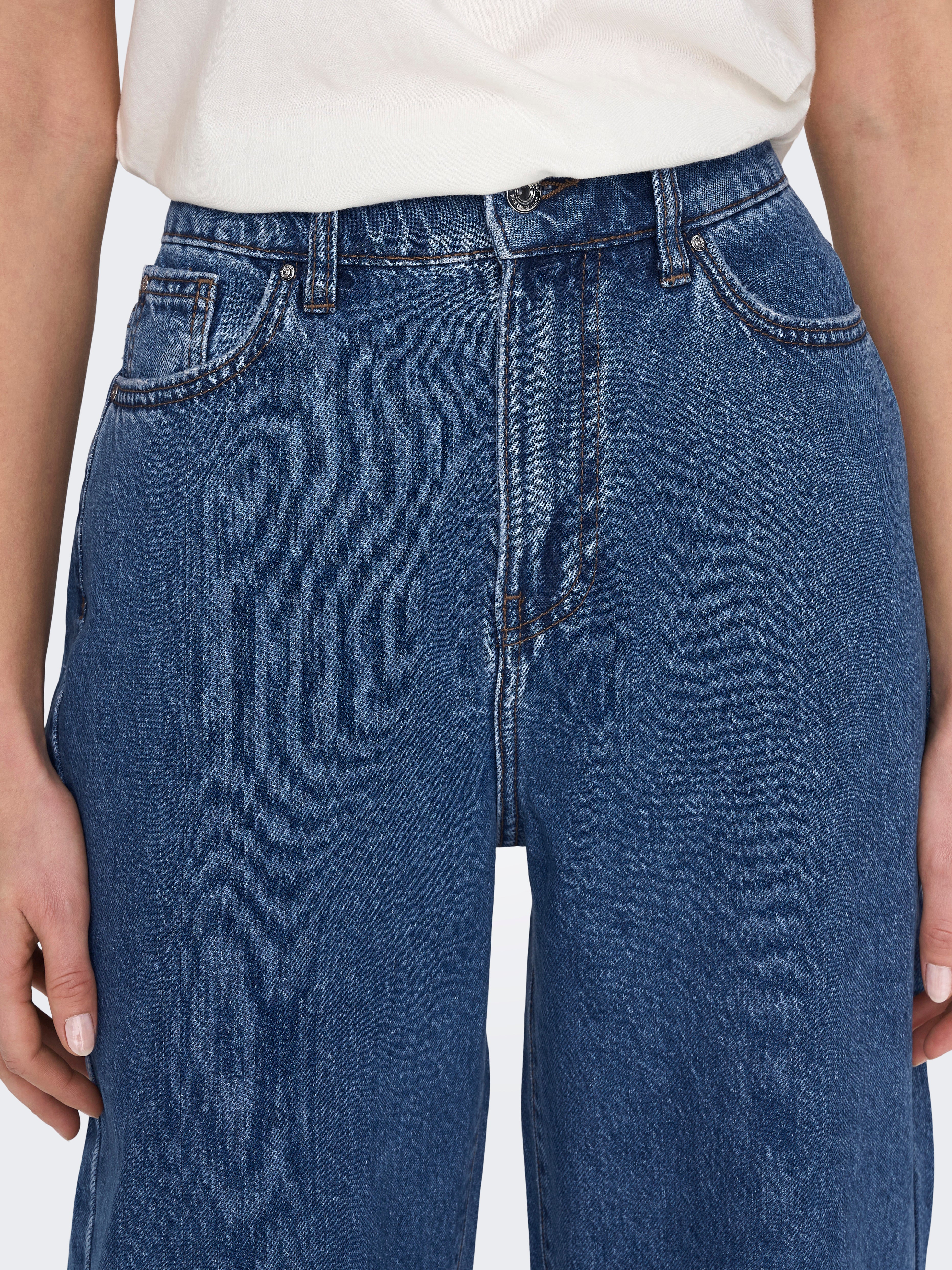 ONL90S Mittlere Taille Weiter Beinschnitt Jeans Medium Blue Denim