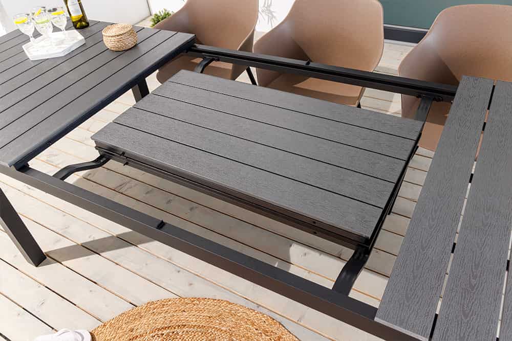 Ausziehbarer Gartentisch DESIGNO 200-250-300cm grau Aluminium In- und Outdoor Esstisch