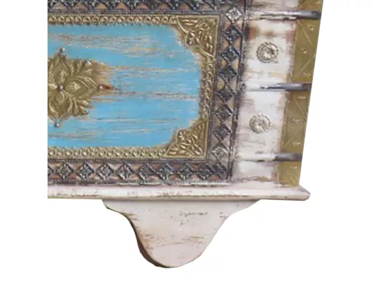 Coffre en bois bleu 146x40x45h cm
