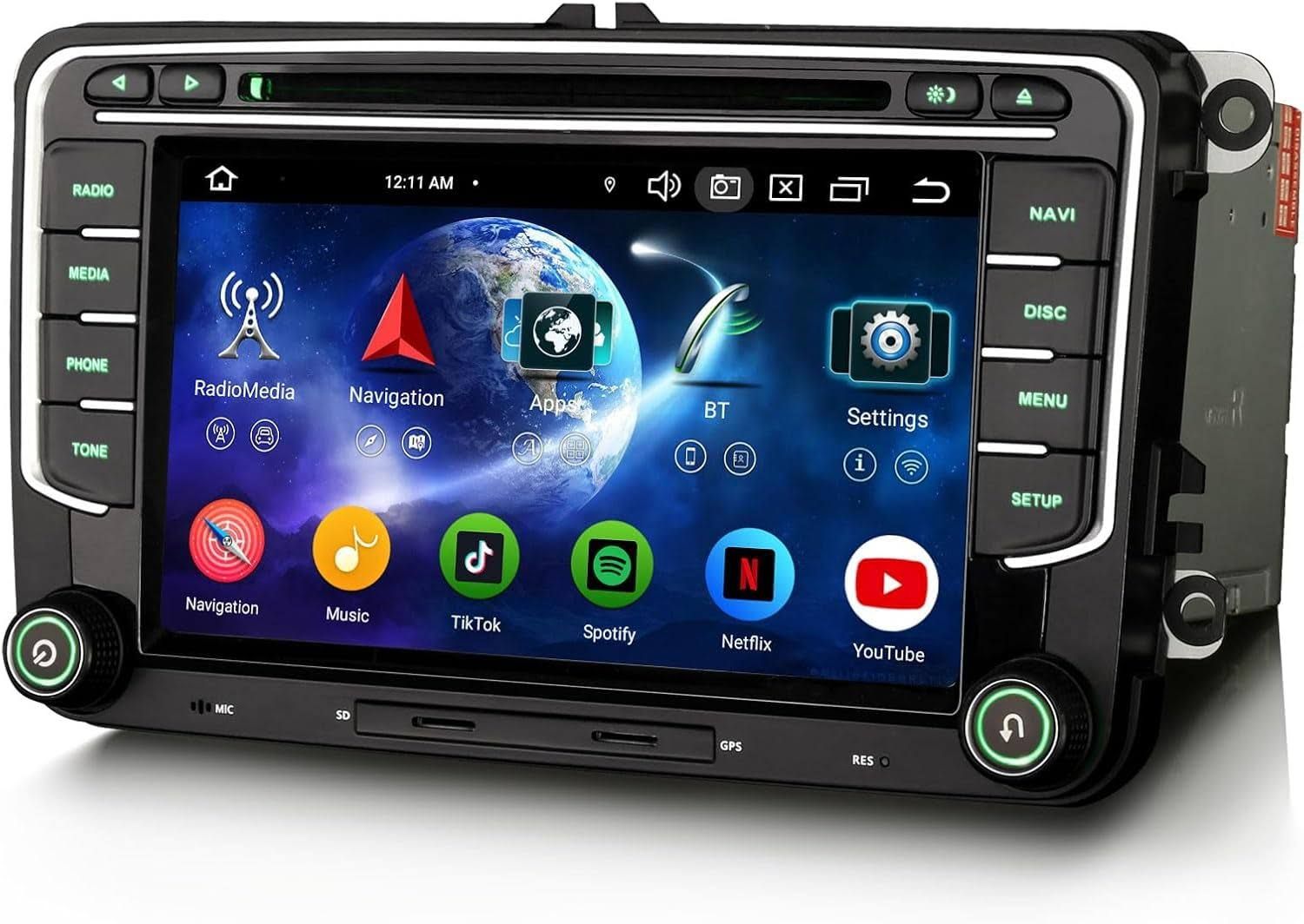 Erisin Android 14 4GB+64GB 8-Kern Autoradio mit CD Bluetooth GPS Navi