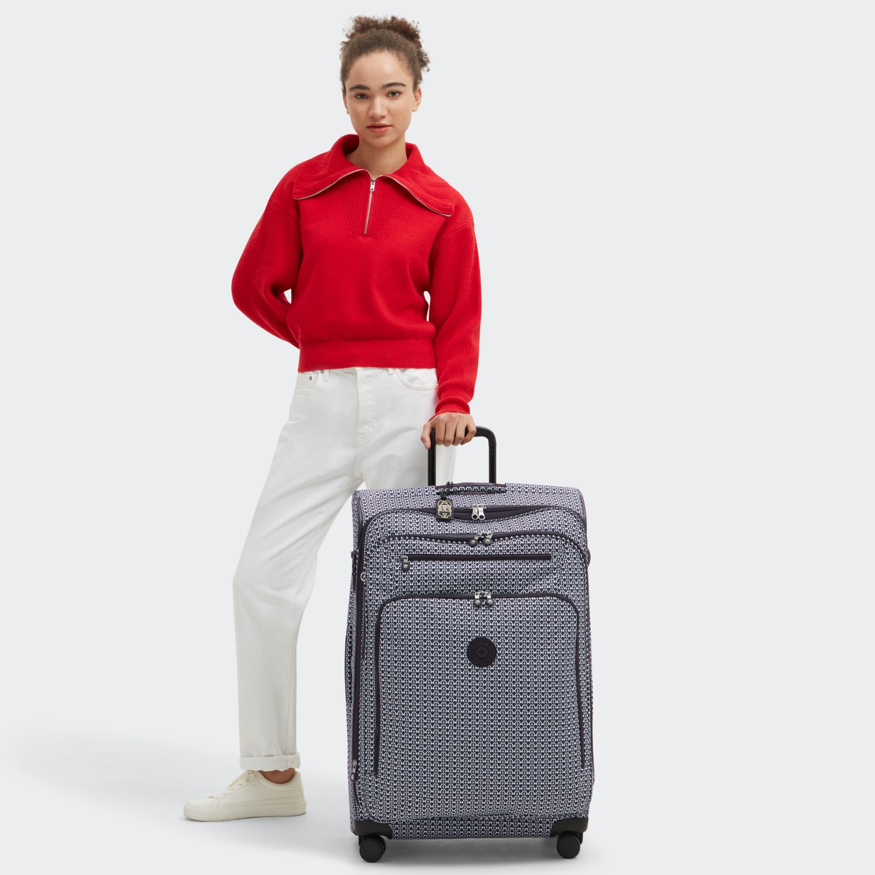 NEW YOURI SPIN L Grande Valise Extensible à Roulettes avec Poignée Télescopique - Signature Print