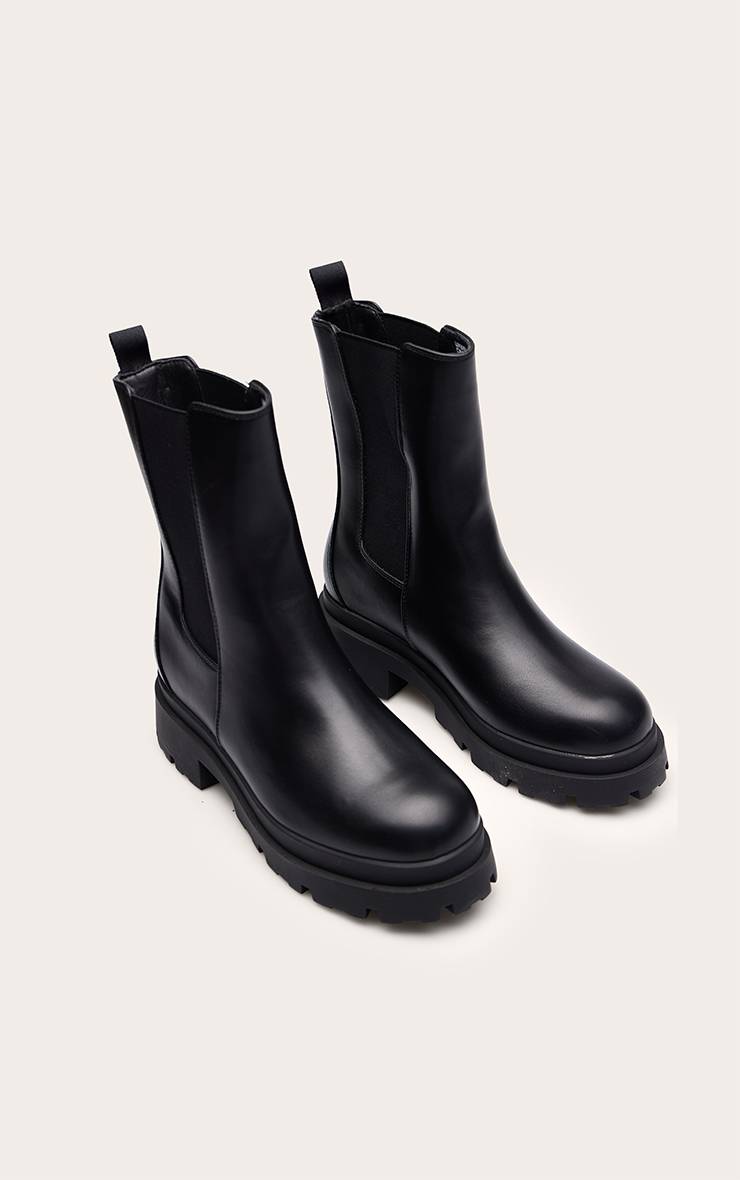 Noir Bottines Chelsea En Synthétiquecuir À Semelle Épaisse