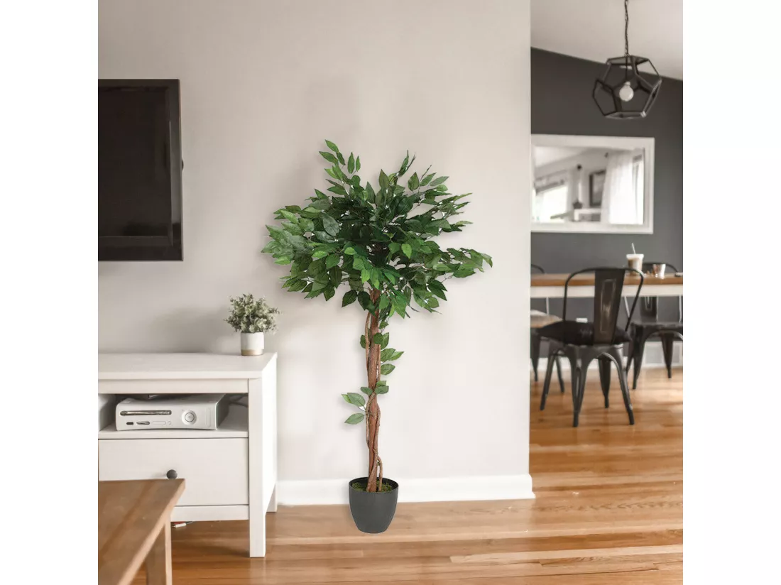 Ficus artificiel en pot l.77 x p.77 x h 120, vert