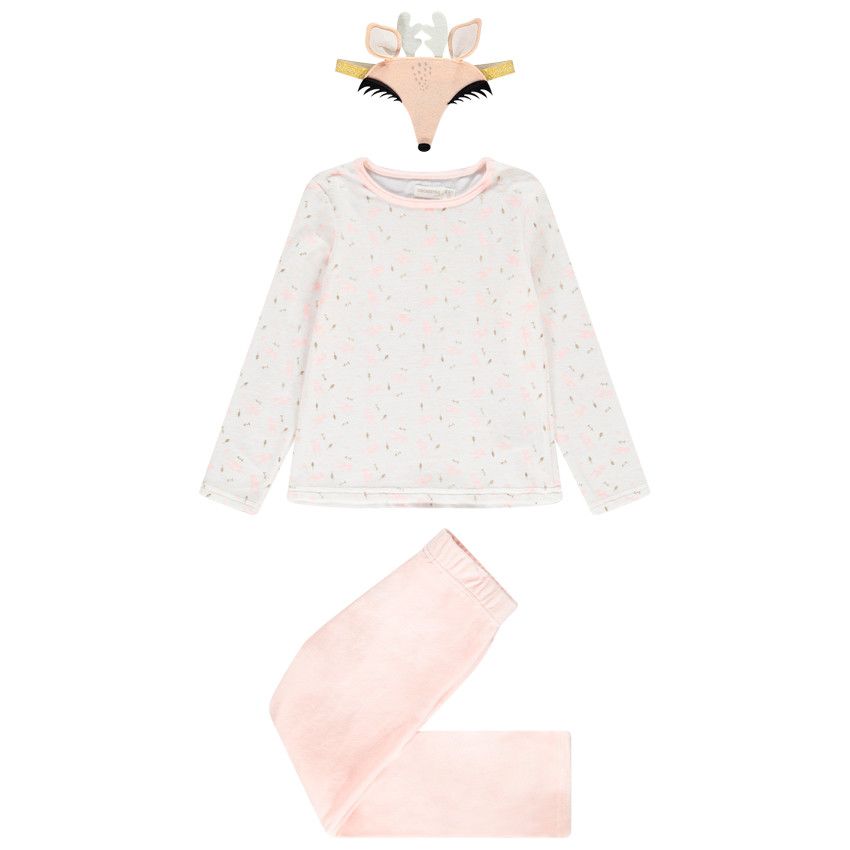 Pyjama en velours avec masque biche pour enfant fille - Rose