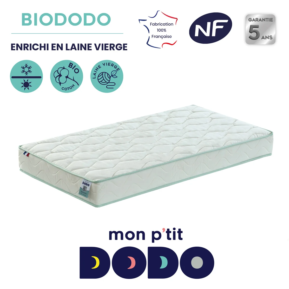 Matelas bébé BIODODO - Face été/face hiver