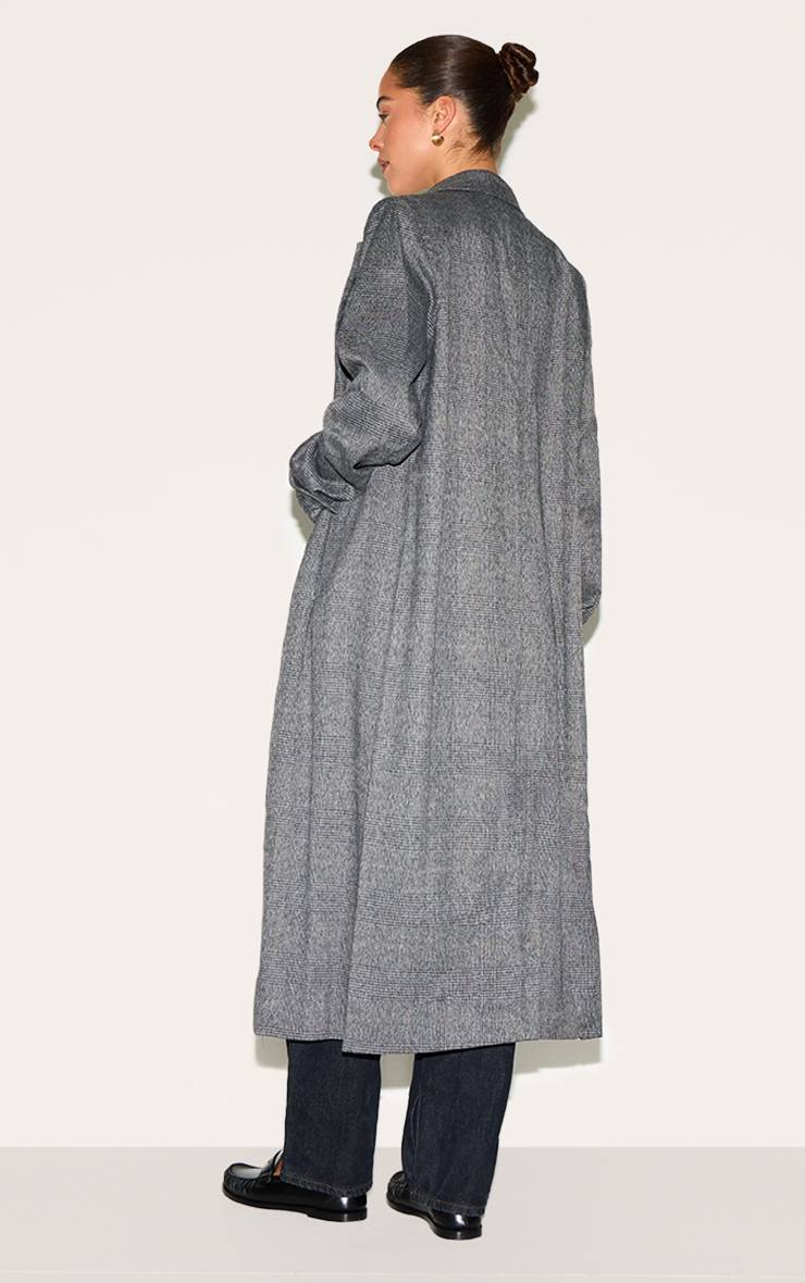 Gris Trench-coat Oversize À Imprimé Carreaux