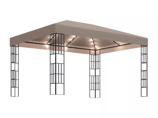 Tonnelle avec guirlande lumineuse à LED 4x3 m Taupe