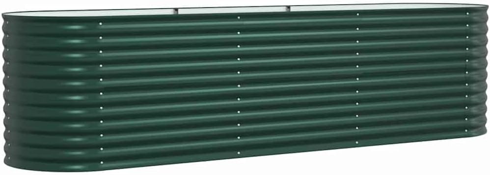 vidaXL Garten-Hochbeet Grün 320 x 80 x 81 cm Stahl, Stylischer Stahlblumenkübel, modernes Garten-Deko, minimalistische Hochbeet, robuster Outdoor-Gartenartikel für Terrassen