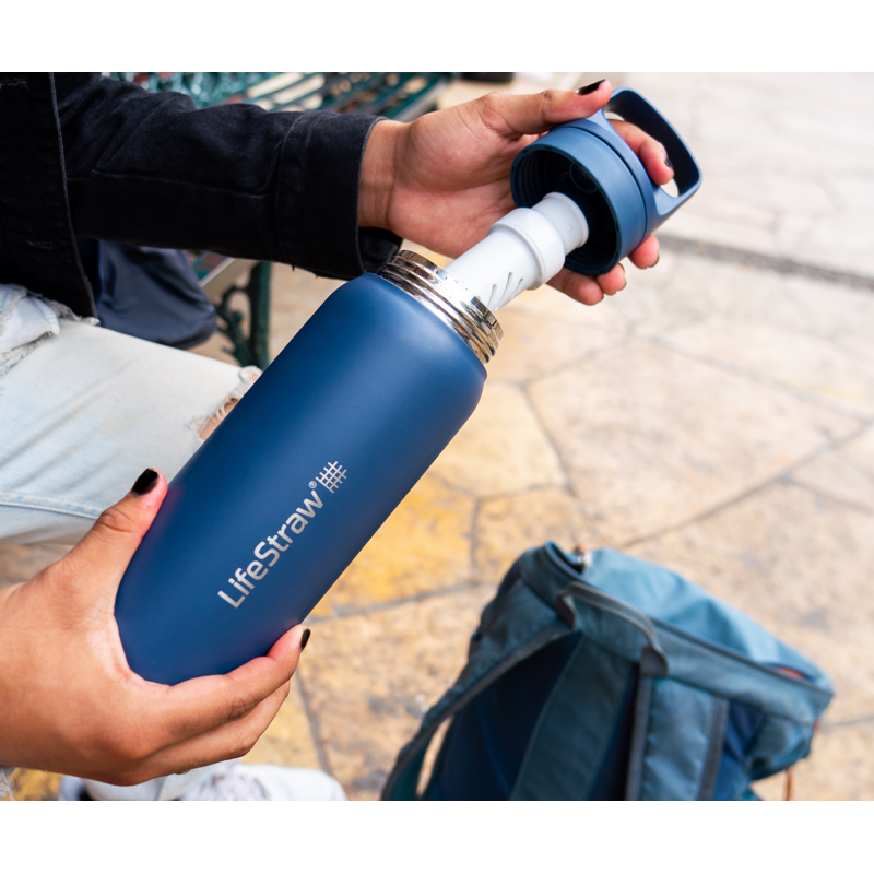 LifeStraw Go 2.0 700 blauwe geïsoleerde RVS waterfilterfles