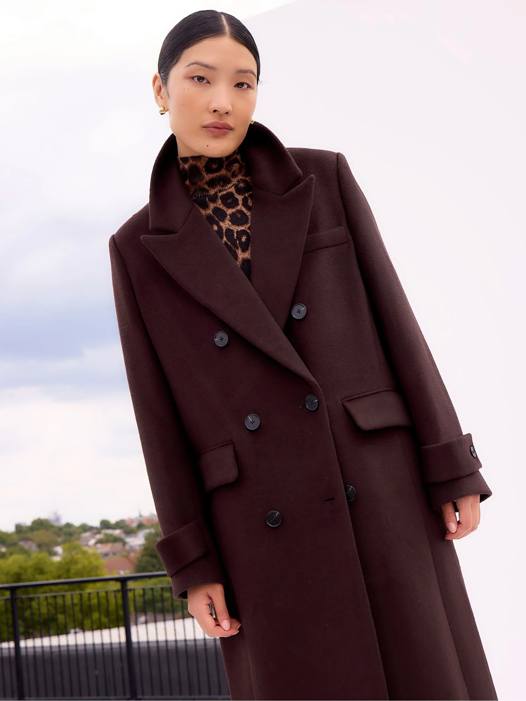 Ro&Zo Brown Wool Blend Oversized Coat