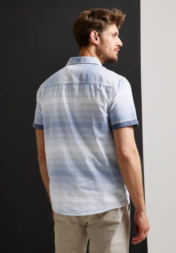 Gestreiftes Kurzarmhemd - steel blue